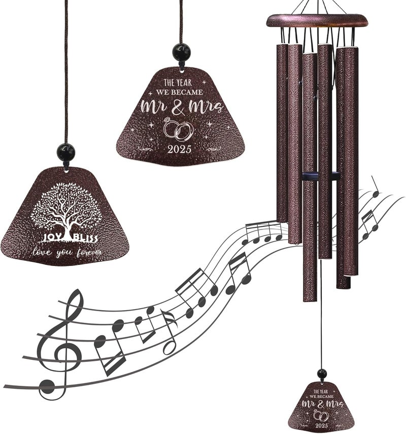 Yesruby Wedding Gifts, Mr and Mrs Gift 32” Wind Chimes Outside, Wedding Gifts for Couples Newlyweds 2025, Bridal Shower Just Married Gift - Image 1